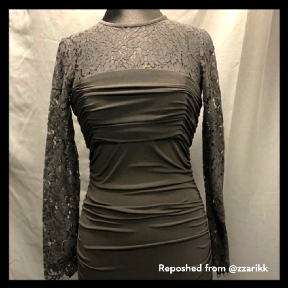 Black cocktail dress with lace details
